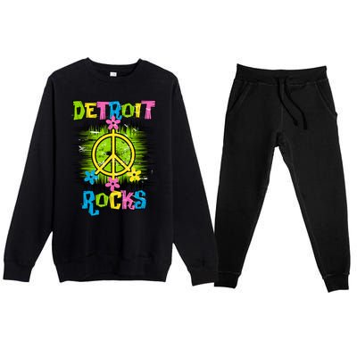 Detroit Rocks Peace Premium Crewneck Sweatsuit Set