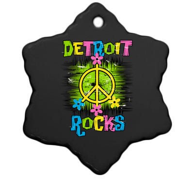 Detroit Rocks Peace Ceramic Star Ornament