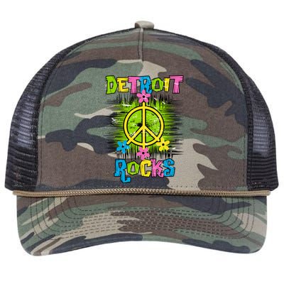 Detroit Rocks Peace Retro Rope Trucker Hat Cap