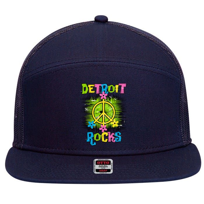 Detroit Rocks Peace 7 Panel Mesh Trucker Snapback Hat