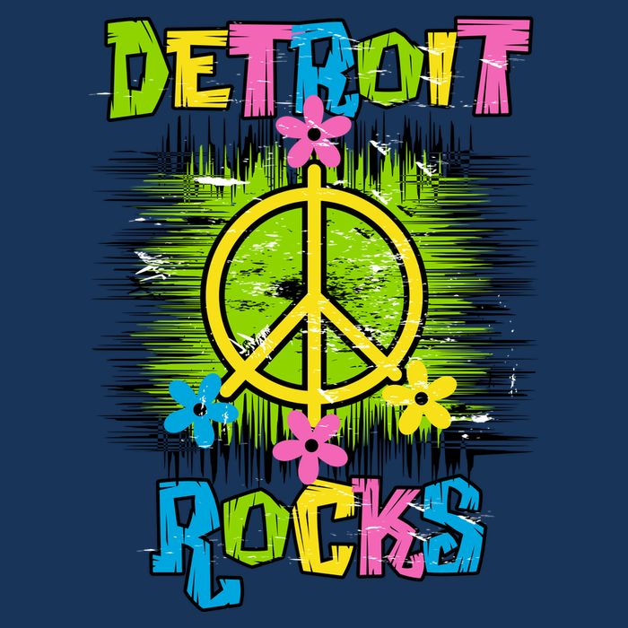 Detroit Rocks Peace 7 Panel Mesh Trucker Snapback Hat