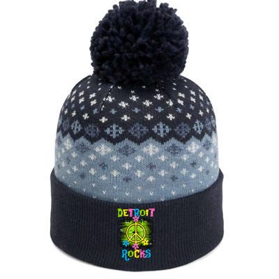 Detroit Rocks Peace The Baniff Cuffed Pom Beanie