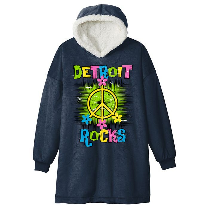 Detroit Rocks Peace Hooded Wearable Blanket