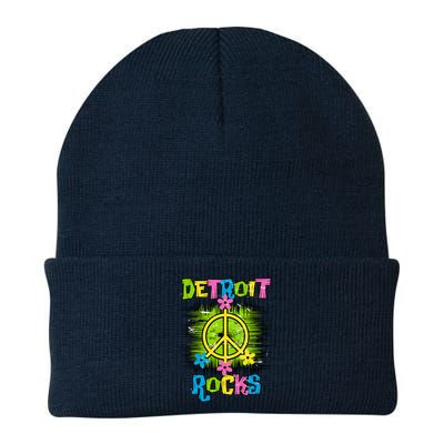 Detroit Rocks Peace Knit Cap Winter Beanie