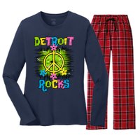 Detroit Rocks Peace Women's Long Sleeve Flannel Pajama Set 