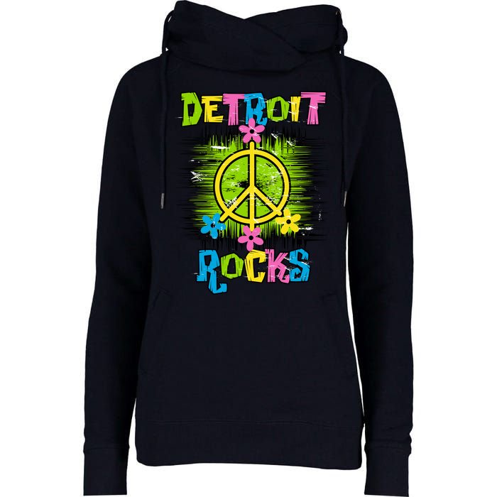 Detroit Rocks Peace Womens Funnel Neck Pullover Hood