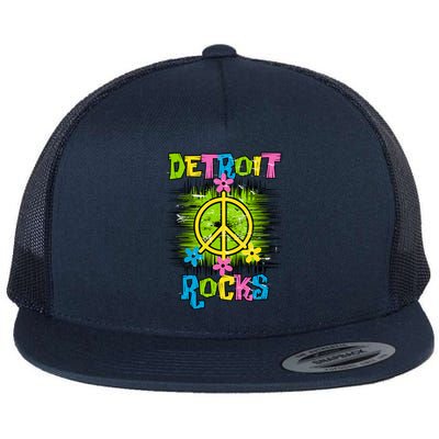 Detroit Rocks Peace Flat Bill Trucker Hat