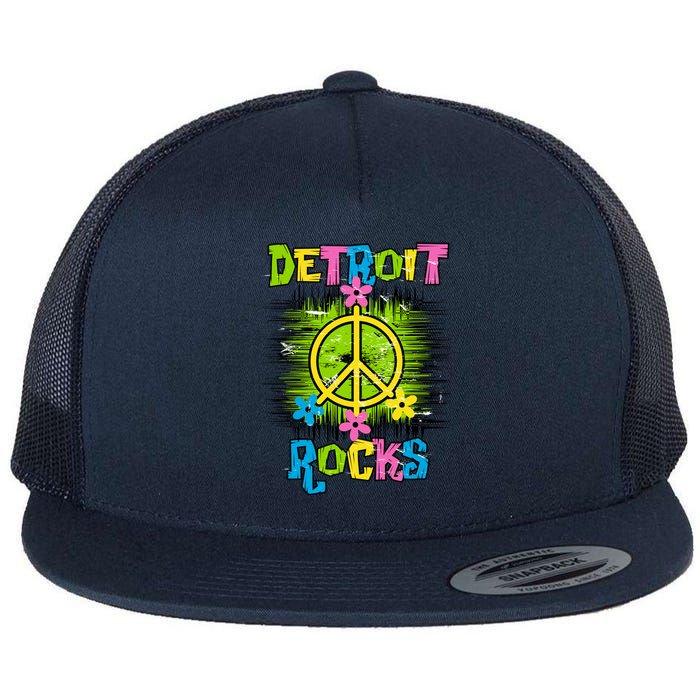 Detroit Rocks Peace Flat Bill Trucker Hat