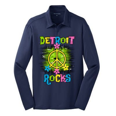 Detroit Rocks Peace Silk Touch Performance Long Sleeve Polo