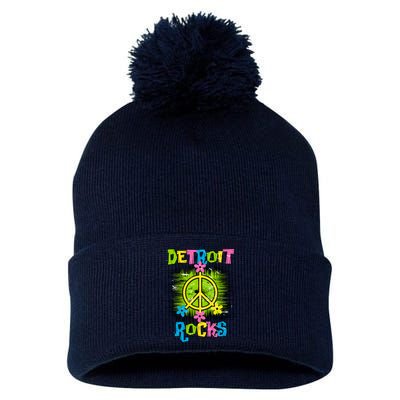 Detroit Rocks Peace Pom Pom 12in Knit Beanie