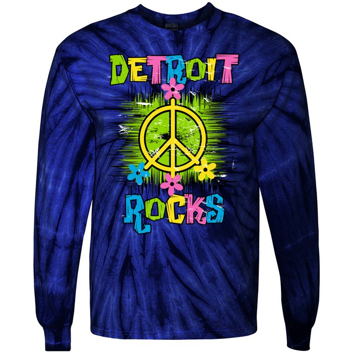 Detroit Rocks Peace Tie-Dye Long Sleeve Shirt