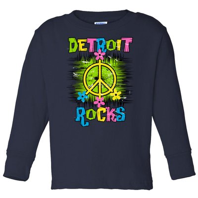 Detroit Rocks Peace Toddler Long Sleeve Shirt