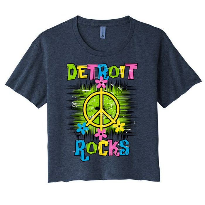 Detroit Rocks Peace Women's Crop Top Tee