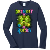 Detroit Rocks Peace Ladies Long Sleeve Shirt