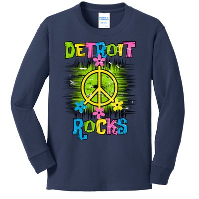 Detroit Rocks Peace Kids Long Sleeve Shirt