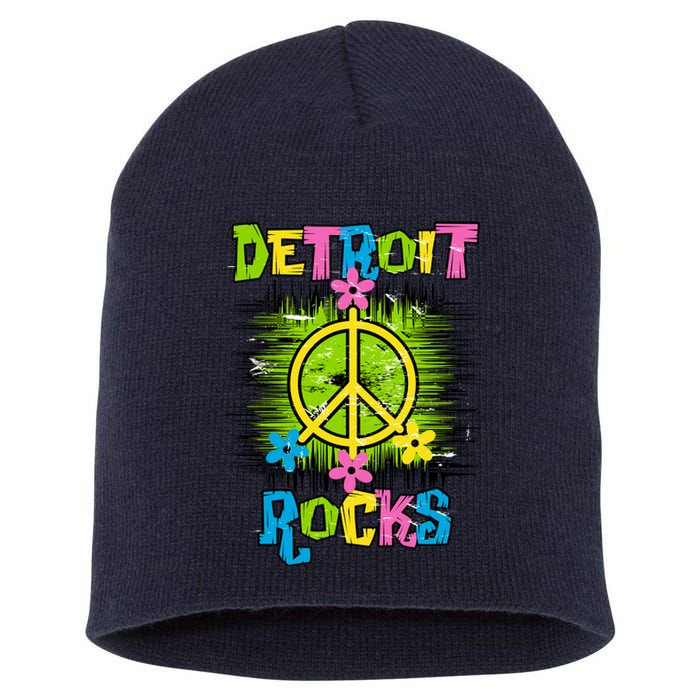 Detroit Rocks Peace Short Acrylic Beanie