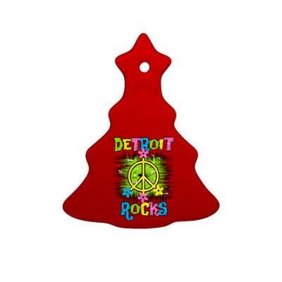 Detroit Rocks Peace Ceramic Tree Ornament