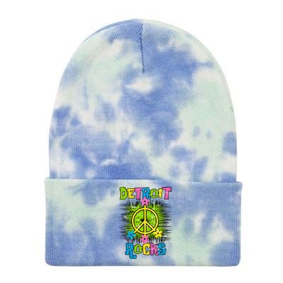 Detroit Rocks Peace Tie Dye 12in Knit Beanie