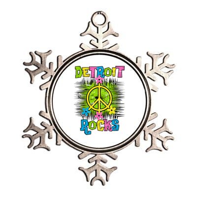 Detroit Rocks Peace Metallic Star Ornament