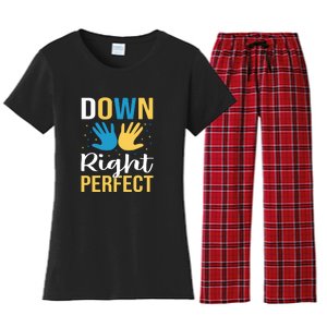 Down Right Perfect For Down Syndrome Awareness Gift Women's Flannel Pajama Set