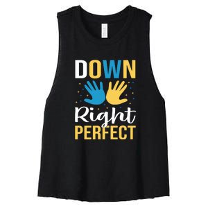 Down Right Perfect For Down Syndrome Awareness Gift Women's Racerback Cropped Tank