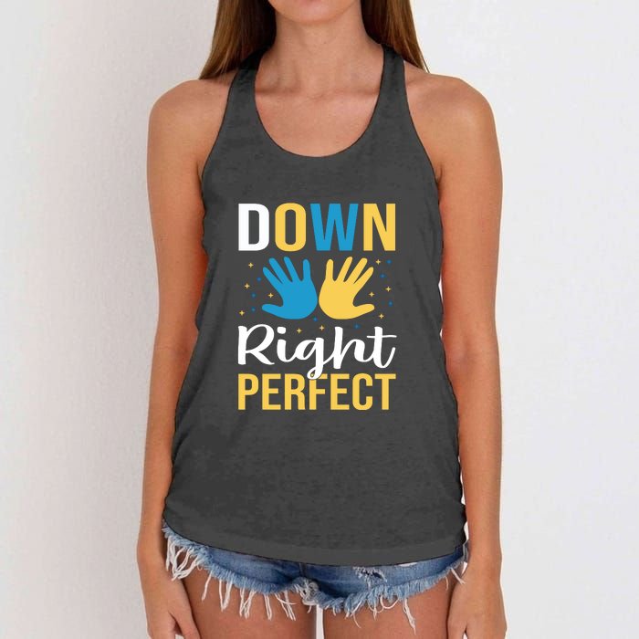 Down Right Perfect For Down Syndrome Awareness Gift Women's Knotted Racerback Tank