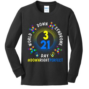 Down Right Perfect World Down Syndrome Awareness Day Socks Kids Long Sleeve Shirt