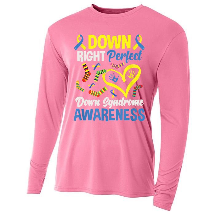 Down Right Perfect Down Syndrome Awareness Cooling Performance Long Sleeve Crew