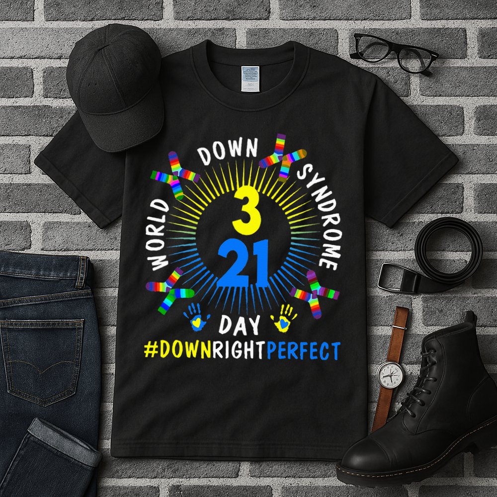 Down Right Perfect World Down Syndrome Awareness Day Socks Tall T-Shirt