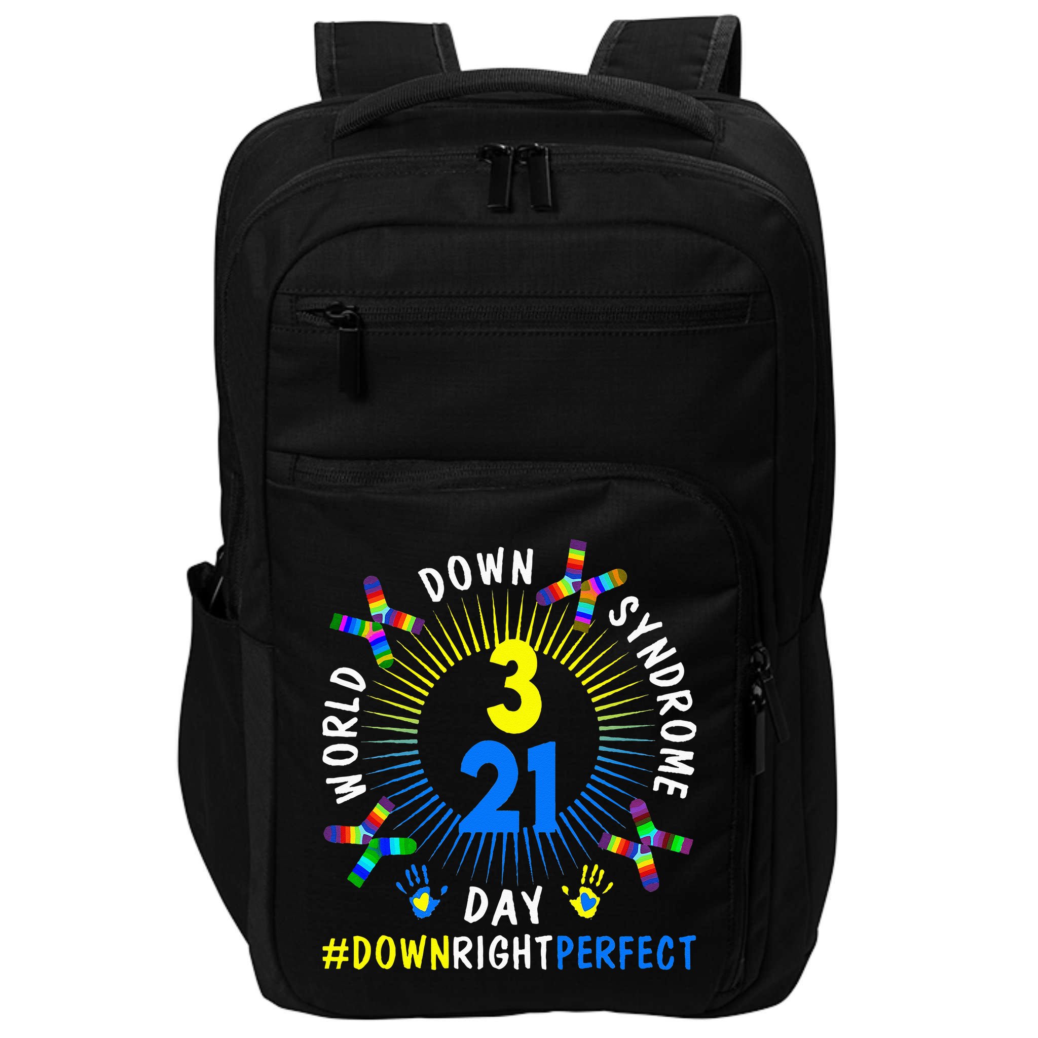 Down Right Perfect World Down Syndrome Awareness Day Socks Impact Tech Backpack