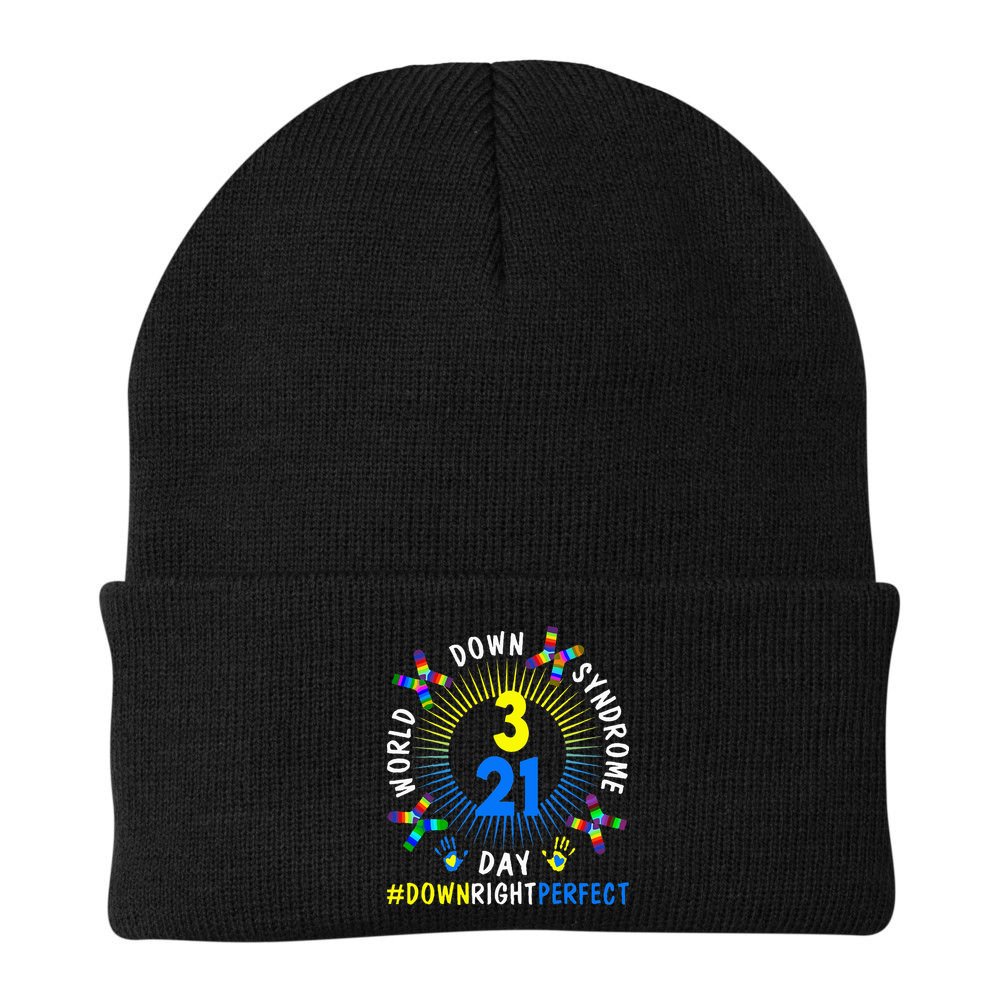 Down Right Perfect World Down Syndrome Awareness Day Socks Beanie