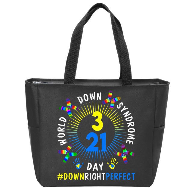 Down Right Perfect World Down Syndrome Awareness Day Socks Zip Tote Bag