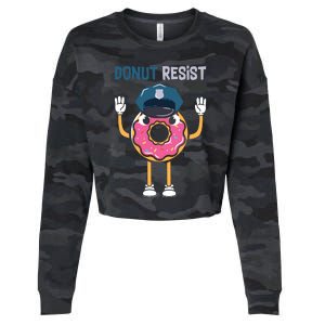 Donut Resist Police Officer Blue Line Donut Graphic Plus Size Shirt For Girl Boy Cropped Pullover Crew