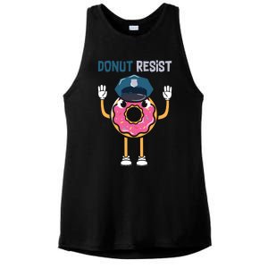 Donut Resist Police Officer Blue Line Donut Graphic Plus Size Shirt For Girl Boy Ladies PosiCharge Tri-Blend Wicking Tank