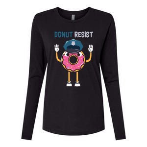 Donut Resist Police Officer Blue Line Donut Graphic Plus Size Shirt For Girl Boy Womens Cotton Relaxed Long Sleeve T-Shirt