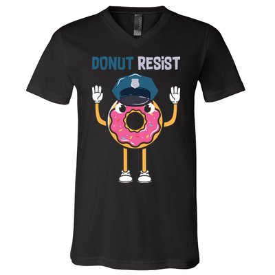 Donut Resist Police Officer Blue Line Donut Graphic Plus Size Shirt For Girl Boy V-Neck T-Shirt