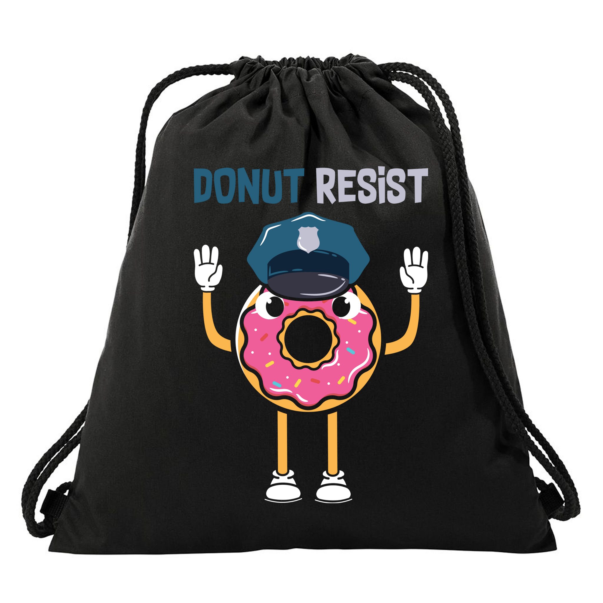 Donut Resist Police Officer Blue Line Donut Graphic Plus Size Shirt For Girl Boy Drawstring Bag