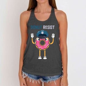 Donut Resist Police Officer Blue Line Donut Graphic Plus Size Shirt For Girl Boy Women's Knotted Racerback Tank