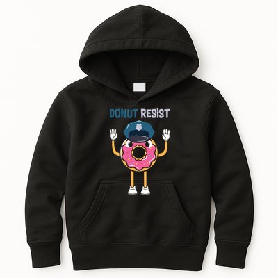 Donut Resist Police Officer Blue Line Donut Graphic Plus Size Shirt For Girl Boy Kids Hoodie