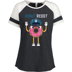 Donut Resist Police Officer Blue Line Donut Graphic Plus Size Shirt For Girl Boy Enza Ladies Jersey Colorblock Tee