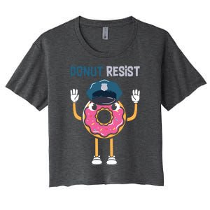 Donut Resist Police Officer Blue Line Donut Graphic Plus Size Shirt For Girl Boy Women's Crop Top Tee