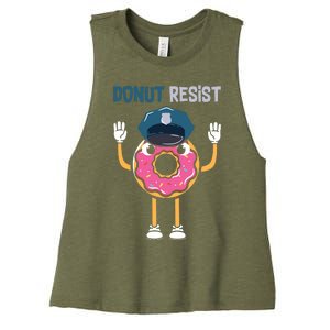 Donut Resist Police Officer Blue Line Donut Graphic Plus Size Shirt For Girl Boy Women's Racerback Cropped Tank