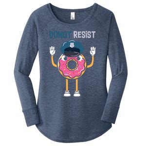 Donut Resist Police Officer Blue Line Donut Graphic Plus Size Shirt For Girl Boy Women's Perfect Tri Tunic Long Sleeve Shirt