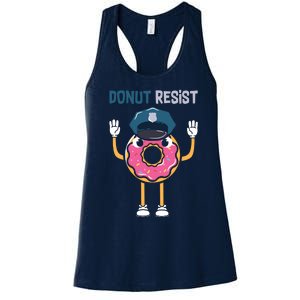 Donut Resist Police Officer Blue Line Donut Graphic Plus Size Shirt For Girl Boy Women's Racerback Tank