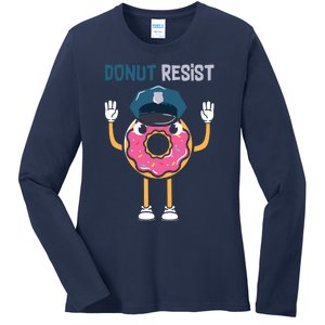 Donut Resist Police Officer Blue Line Donut Graphic Plus Size Shirt For Girl Boy Ladies Long Sleeve Shirt