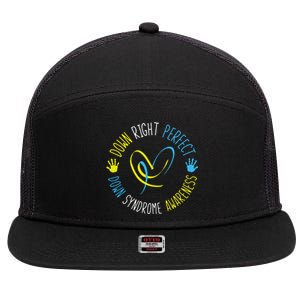 Down Right Perfect Down Syndrome Awareness 7 Panel Mesh Trucker Snapback Hat