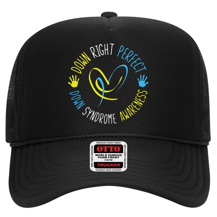 Down Right Perfect Down Syndrome Awareness High Crown Mesh Back Trucker Hat