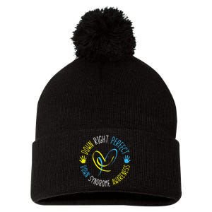 Down Right Perfect Down Syndrome Awareness Pom Pom 12in Knit Beanie