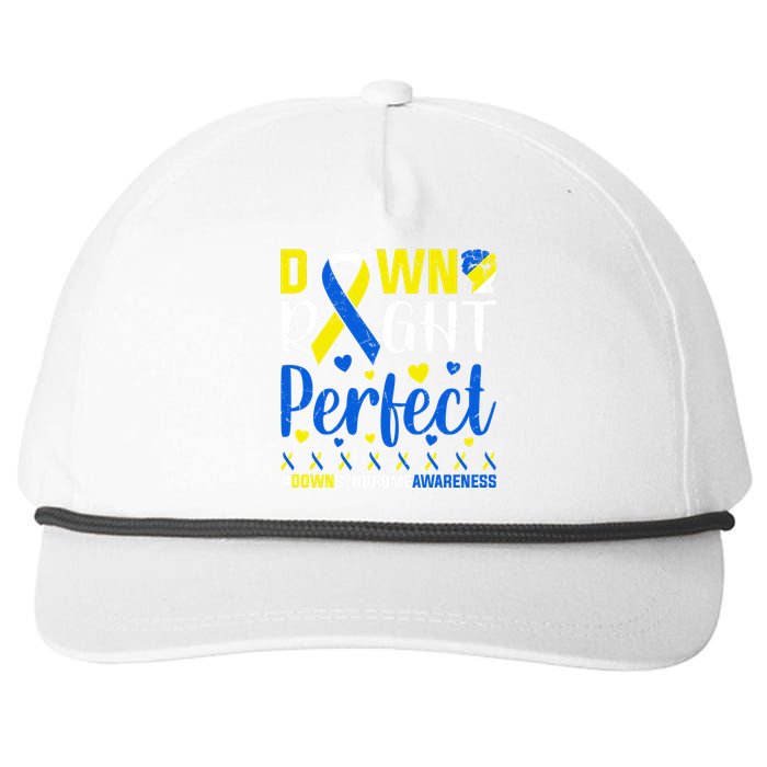 Down Right Perfect Down Syndrome Awareness Day Gift Snapback Five-Panel Rope Hat