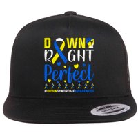 Down Right Perfect Down Syndrome Awareness Day Gift Flat Bill Trucker Hat